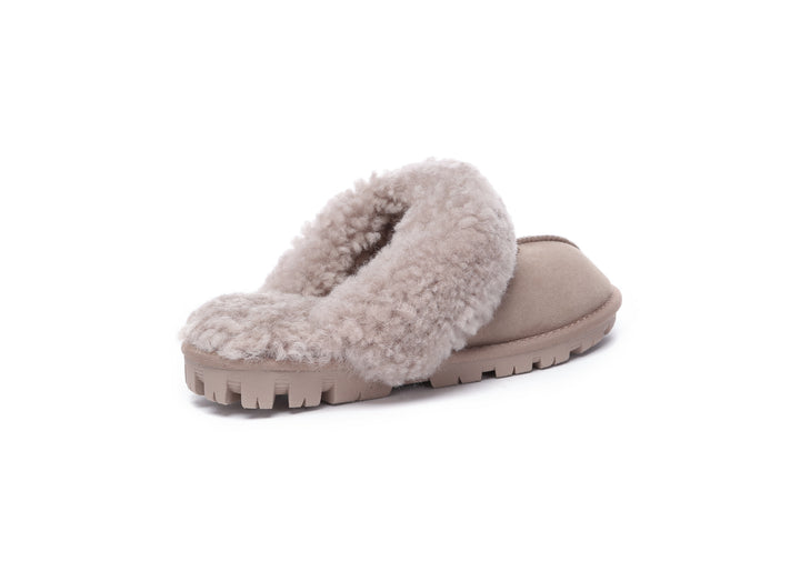 Double Faced Sheepskin Wool Slippers Waffle Curly