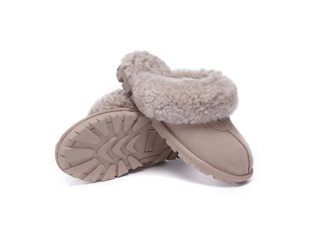 Double Faced Sheepskin Wool Slippers Waffle Curly