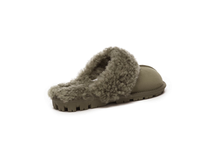 Double Faced Sheepskin Wool Slippers Waffle Curly