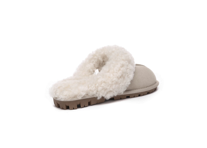Double Faced Sheepskin Wool Slippers Waffle Curly