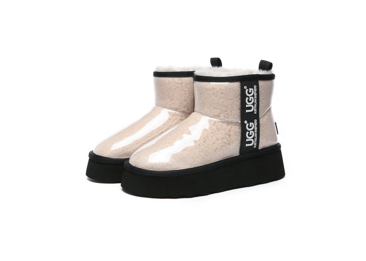 Clear Waterproof Shearling Boots Coated Classic Platform