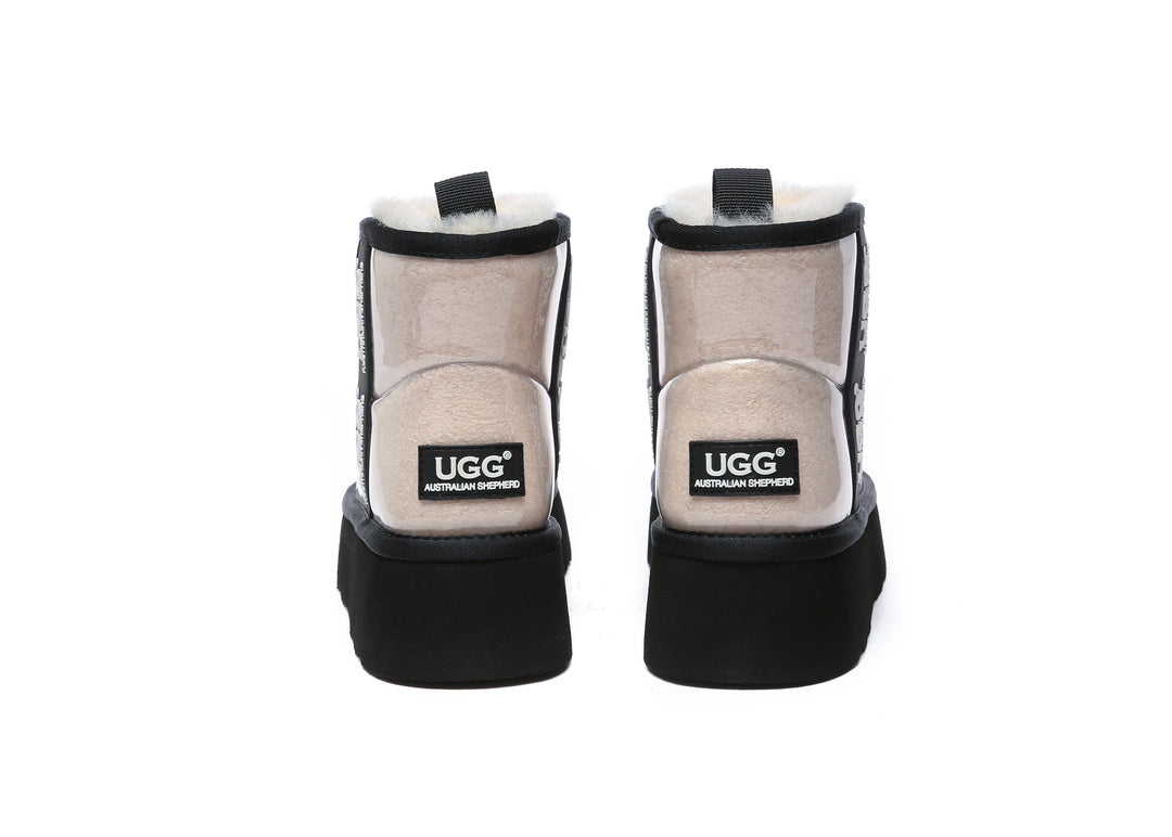 Clear Waterproof Shearling Boots Coated Classic Platform