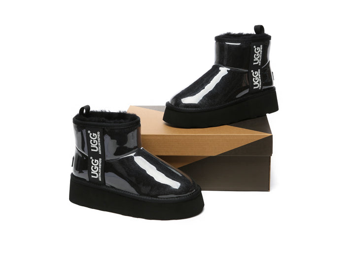 Clear Waterproof Shearling Boots Coated Classic Platform