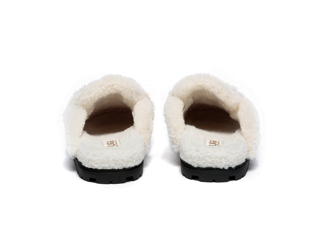 Women Sheepskin Wool Shearling Lined Slippers Remi