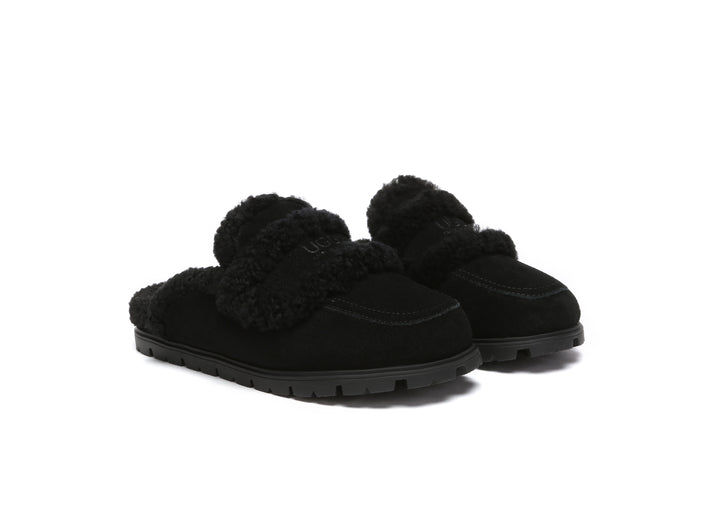 Women Sheepskin Wool Shearling Lined Slippers Remi