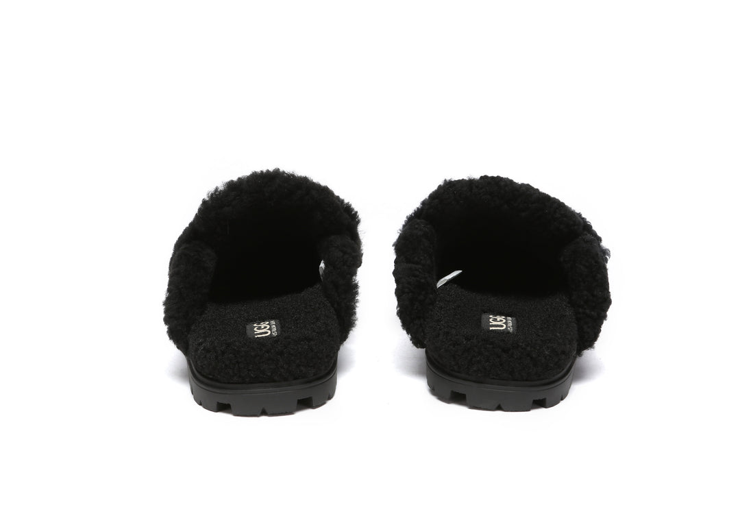 Women Sheepskin Wool Shearling Lined Slippers Remi