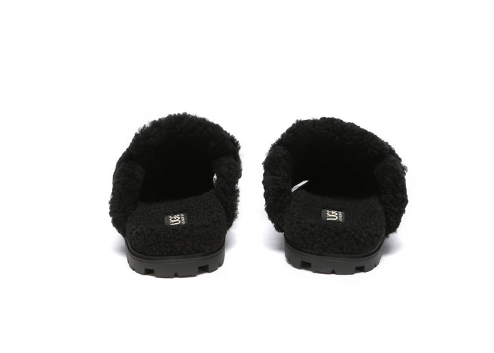 Women Sheepskin Wool Shearling Lined Slippers Remi
