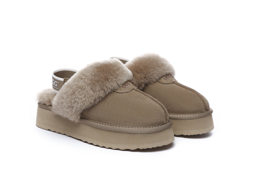 Removable Strap Slingback UGG Slipper Women Waffle Platform