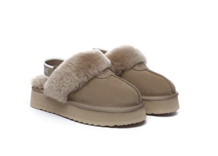 Removable Strap Slingback UGG Slipper Women Waffle Platform