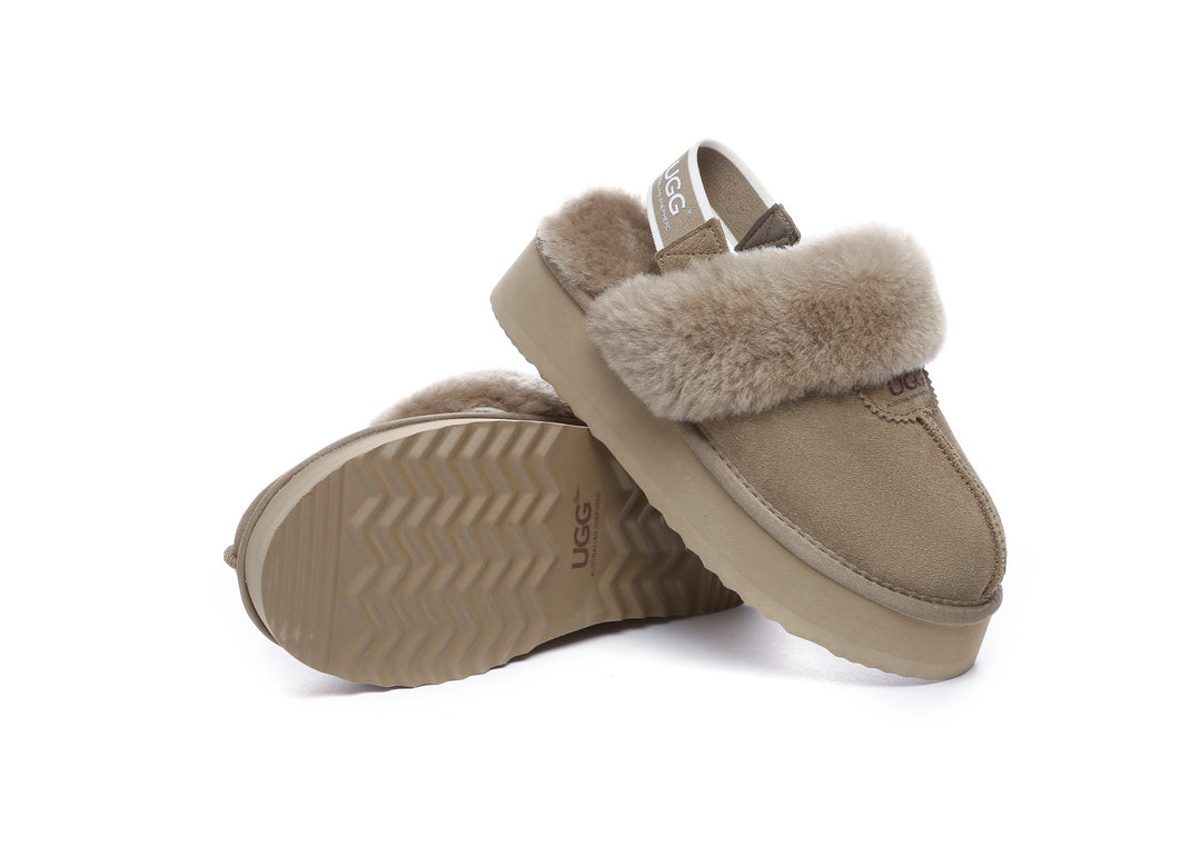 Removable Strap Slingback UGG Slipper Women Waffle Platform