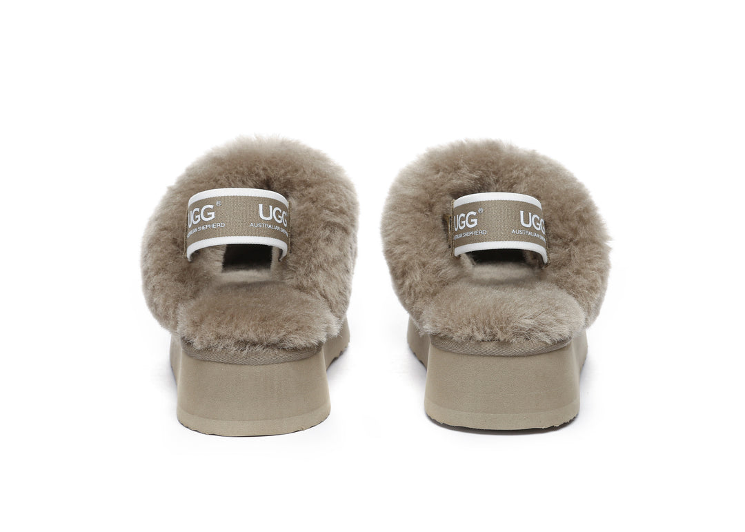 Removable Strap Slingback UGG Slipper Women Waffle Platform