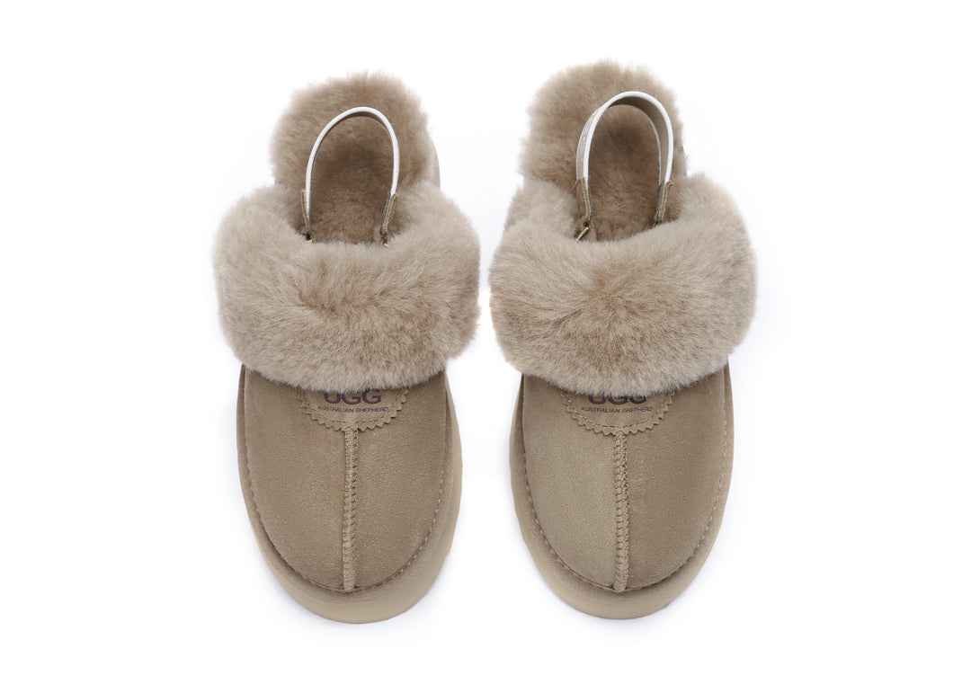 Removable Strap Slingback UGG Slipper Women Waffle Platform
