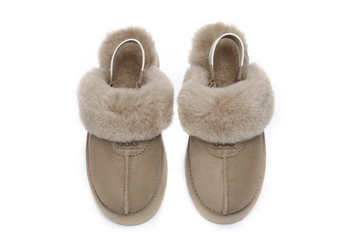 Removable Strap Slingback UGG Slipper Women Waffle Platform