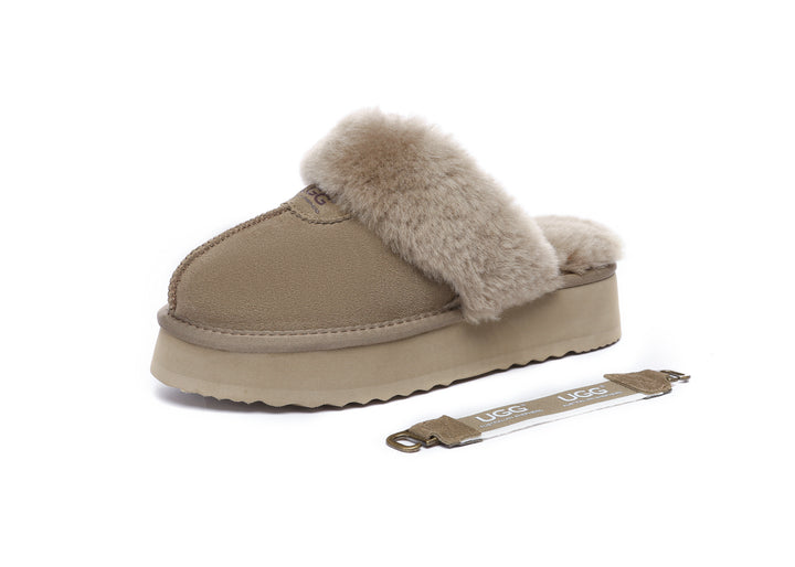 Removable Strap Slingback UGG Slipper Women Waffle Platform