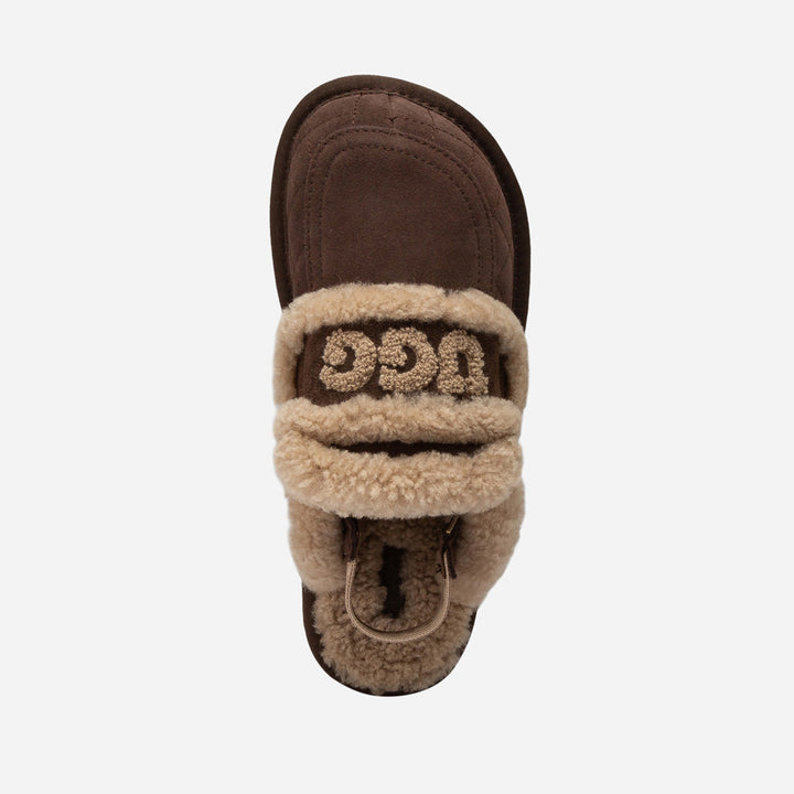OZWEAR UGG Violet Matelassé Shearling Slipper (Elastic Logo, Detachable Feature)