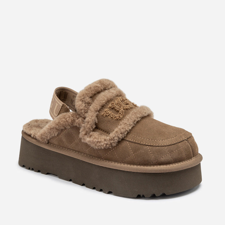 OZWEAR UGG Violet Matelassé Shearling Platform Slipper (Detachable Feature)