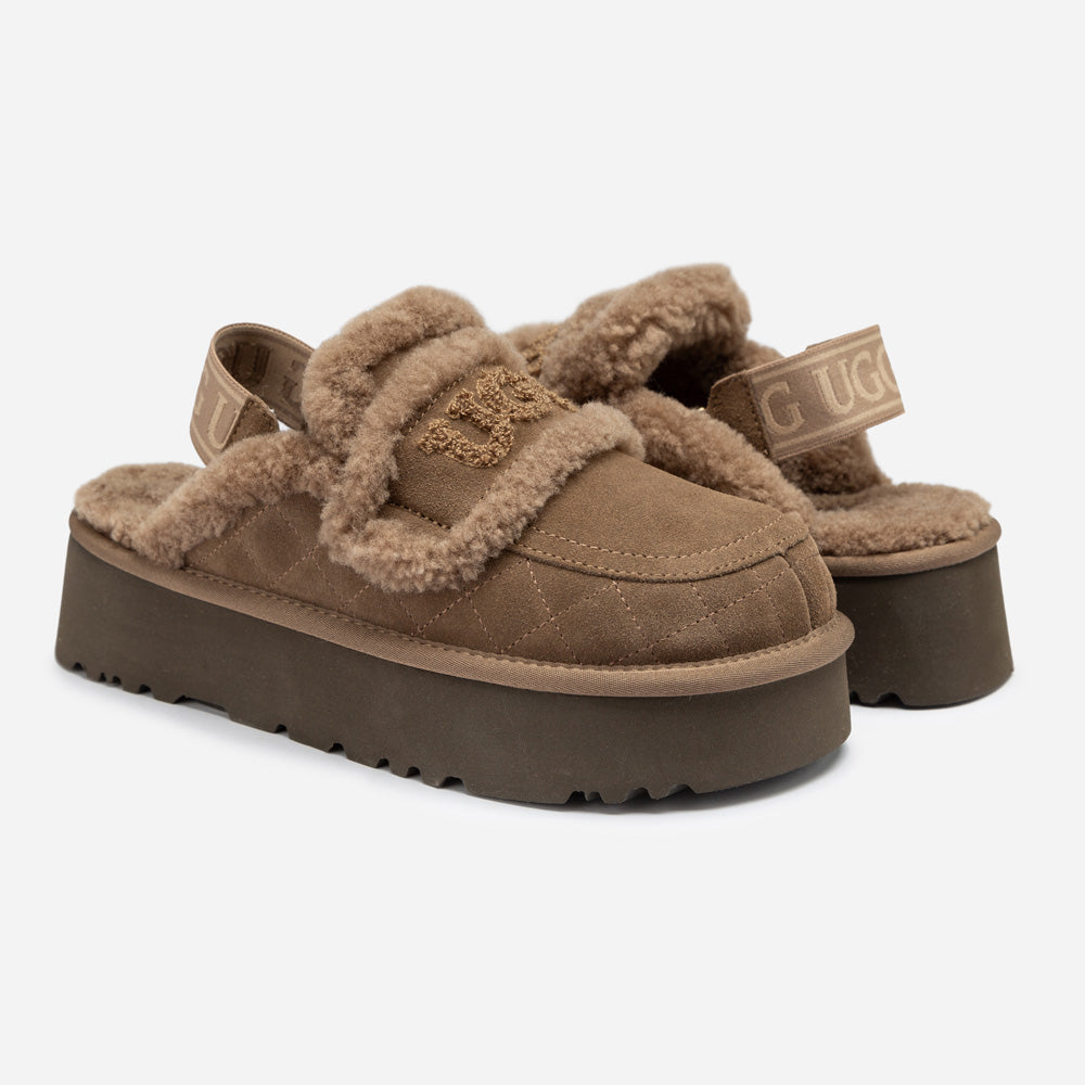 OZWEAR UGG Violet Matelassé Shearling Platform Slipper (Detachable Feature)