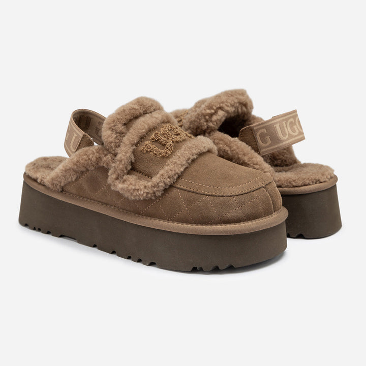 OZWEAR UGG Violet Matelassé Shearling Platform Slipper (Detachable Feature)