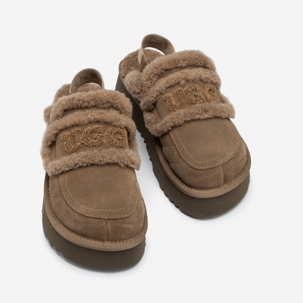 OZWEAR UGG Violet Matelassé Shearling Platform Slipper (Detachable Feature)