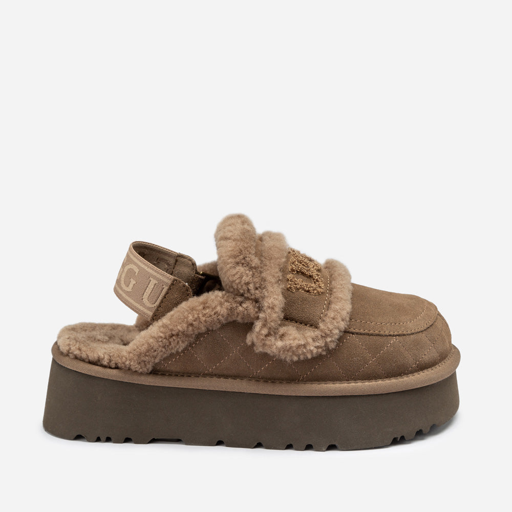 OZWEAR UGG Violet Matelassé Shearling Platform Slipper (Detachable Feature)