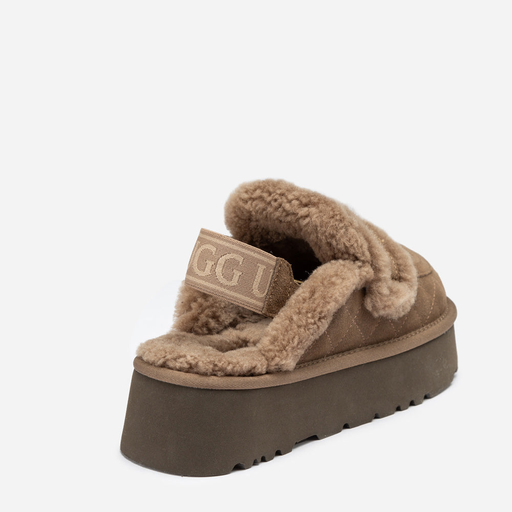 OZWEAR UGG Violet Matelassé Shearling Platform Slipper (Detachable Feature)