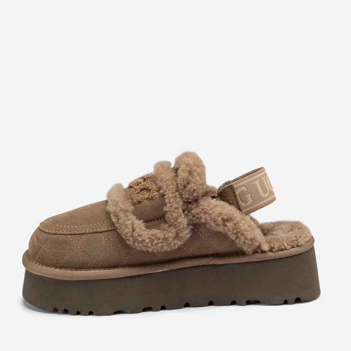 OZWEAR UGG Violet Matelassé Shearling Platform Slipper (Detachable Feature)
