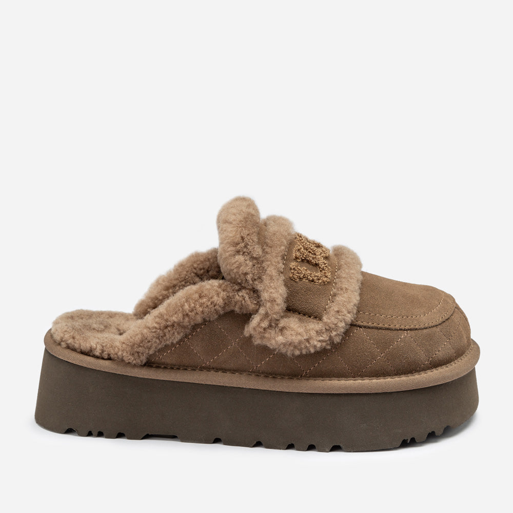 OZWEAR UGG Violet Matelassé Shearling Platform Slipper (Detachable Feature)