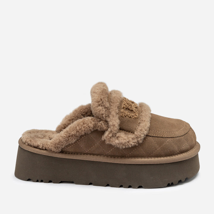 OZWEAR UGG Violet Matelassé Shearling Platform Slipper (Detachable Feature)