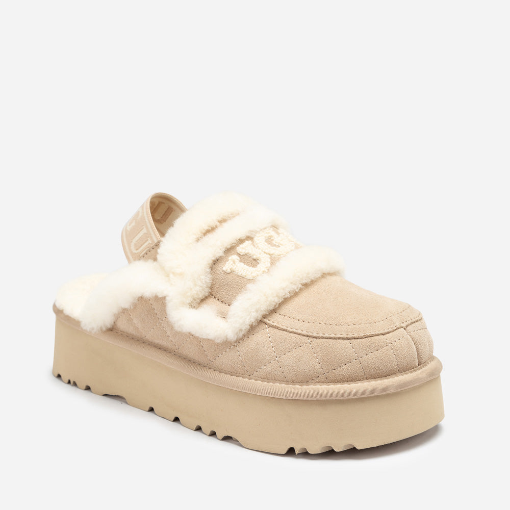 OZWEAR UGG Violet Matelassé Shearling Platform Slipper (Detachable Feature)