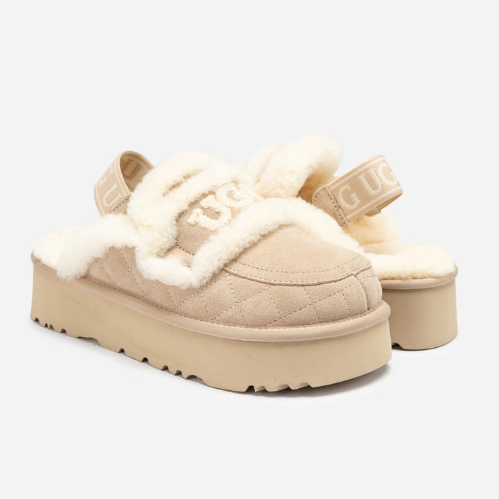 OZWEAR UGG Violet Matelassé Shearling Platform Slipper (Detachable Feature)