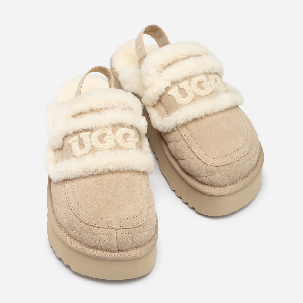 OZWEAR UGG Violet Matelassé Shearling Platform Slipper (Detachable Feature)