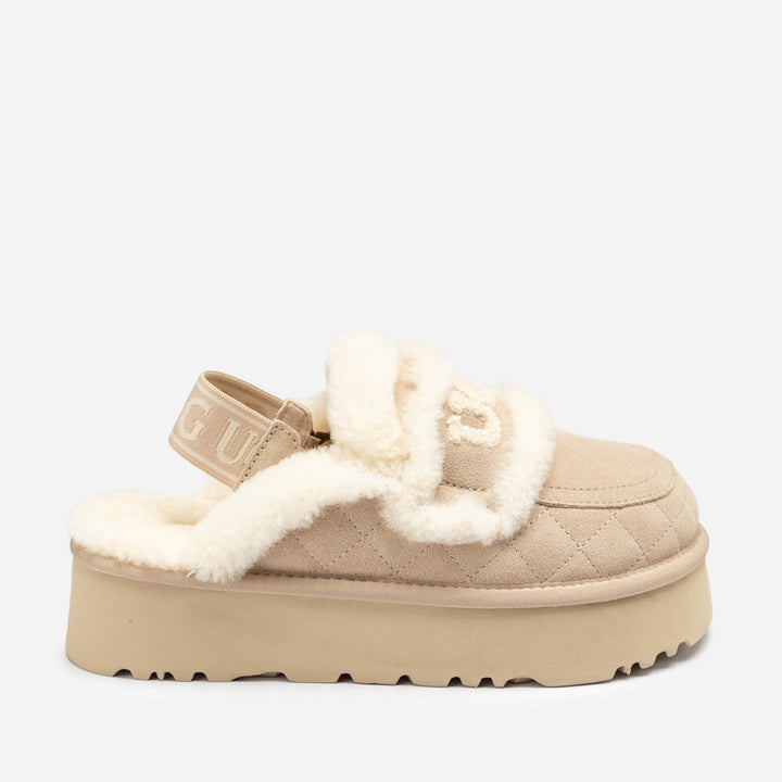 OZWEAR UGG Violet Matelassé Shearling Platform Slipper (Detachable Feature)