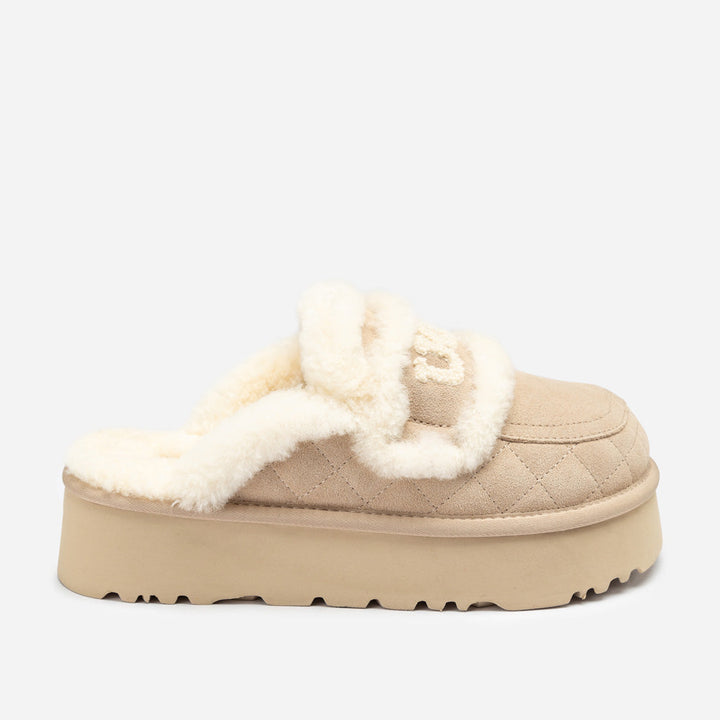 OZWEAR UGG Violet Matelassé Shearling Platform Slipper (Detachable Feature)
