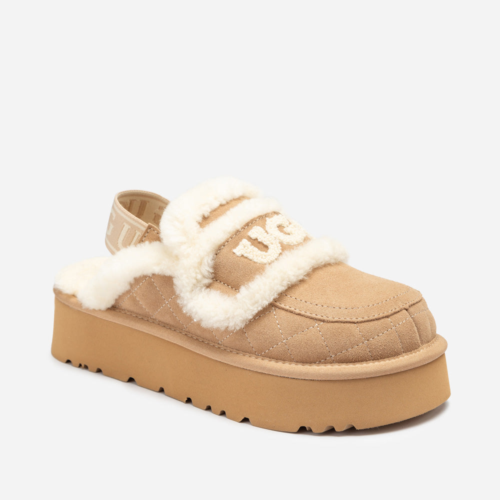 OZWEAR UGG Violet Matelassé Shearling Platform Slipper (Detachable Feature)