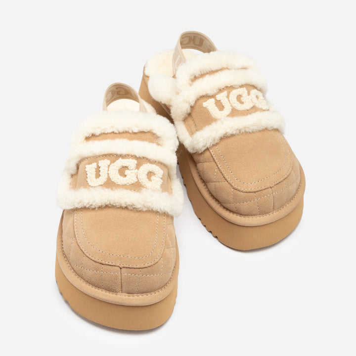 OZWEAR UGG Violet Matelassé Shearling Platform Slipper (Detachable Feature)