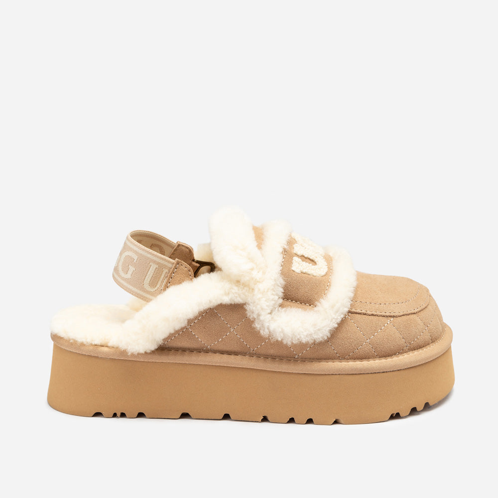 OZWEAR UGG Violet Matelassé Shearling Platform Slipper (Detachable Feature)