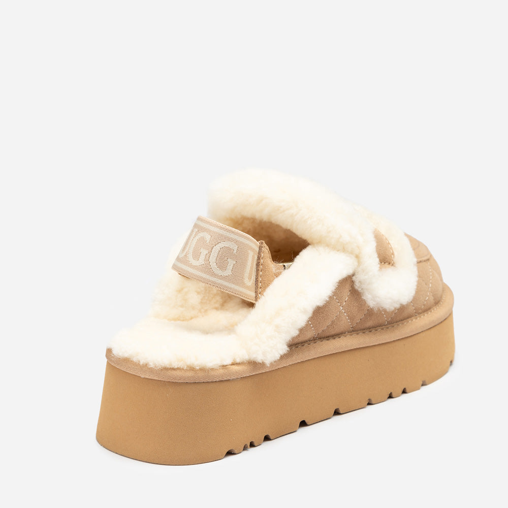 OZWEAR UGG Violet Matelassé Shearling Platform Slipper (Detachable Feature)