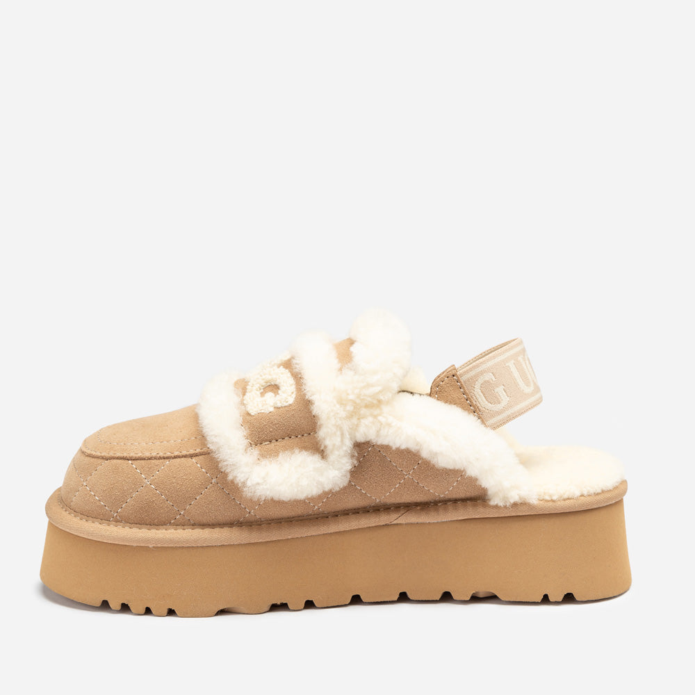 OZWEAR UGG Violet Matelassé Shearling Platform Slipper (Detachable Feature)