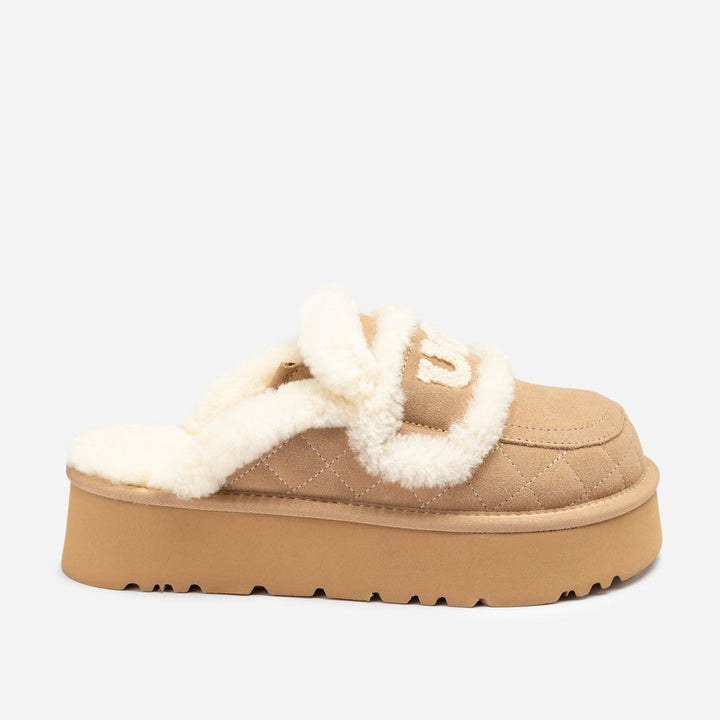 OZWEAR UGG Violet Matelassé Shearling Platform Slipper (Detachable Feature)