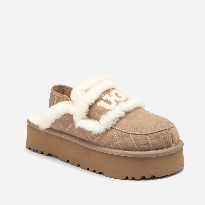OZWEAR UGG Violet Matelassé Shearling Platform Slipper (Detachable Feature)
