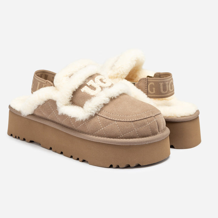 OZWEAR UGG Violet Matelassé Shearling Platform Slipper (Detachable Feature)