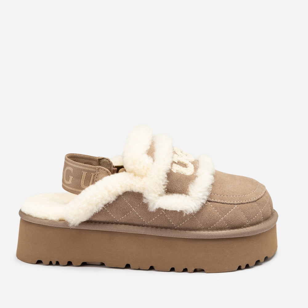 OZWEAR UGG Violet Matelassé Shearling Platform Slipper (Detachable Feature)