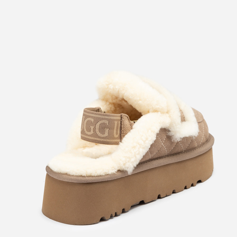 OZWEAR UGG Violet Matelassé Shearling Platform Slipper (Detachable Feature)