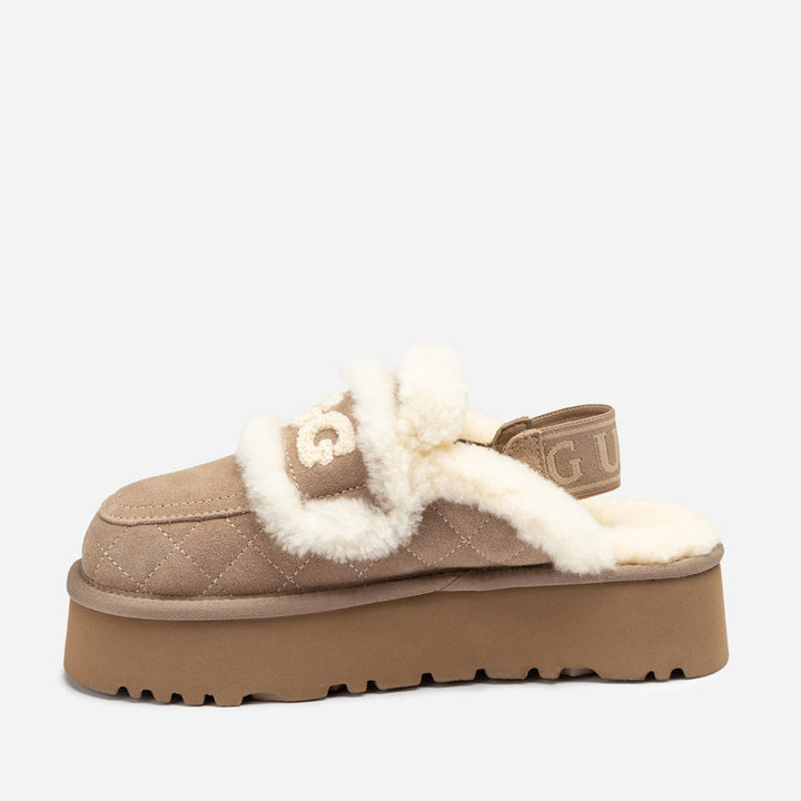 OZWEAR UGG Violet Matelassé Shearling Platform Slipper (Detachable Feature)