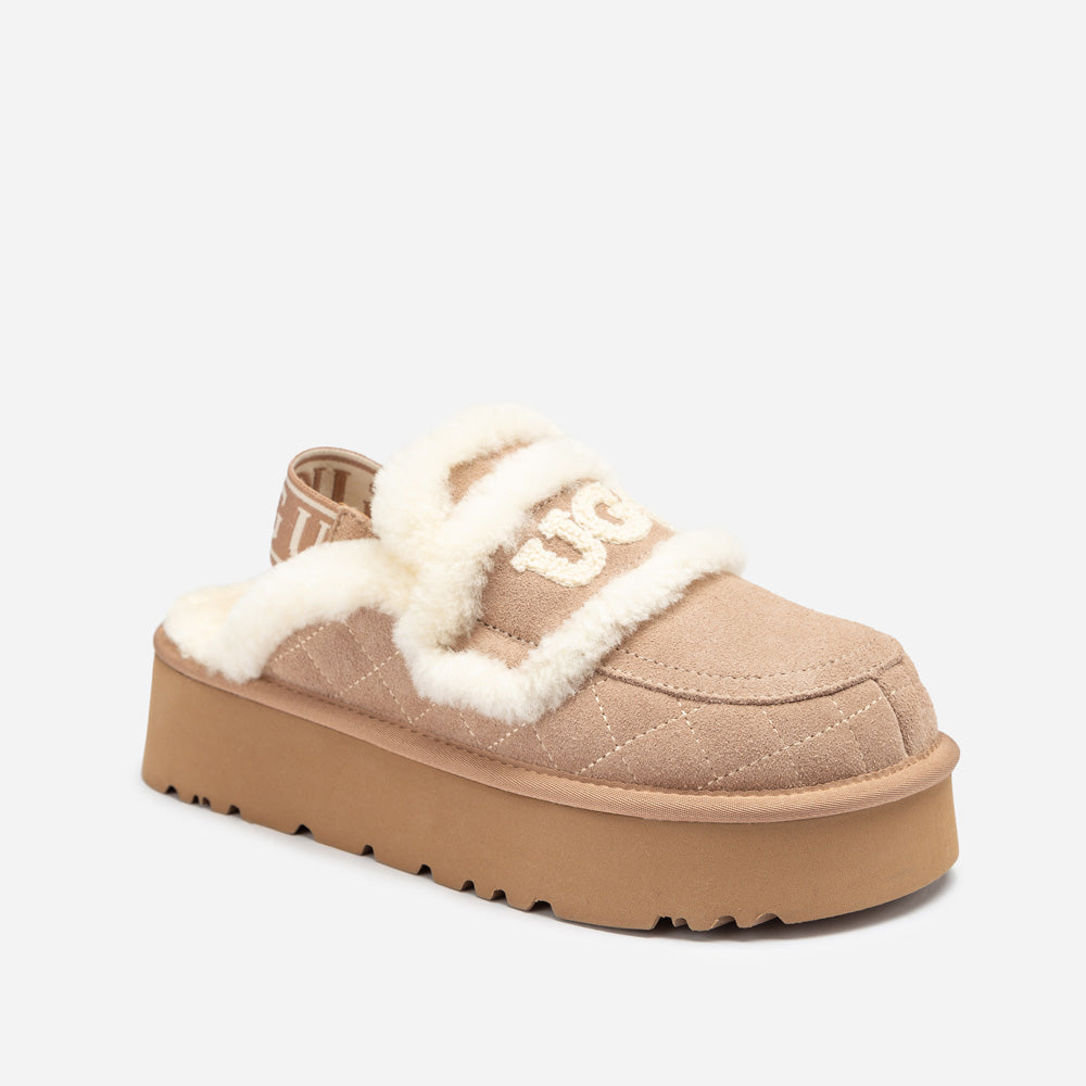 OZWEAR UGG Violet Matelassé Shearling Platform Slipper (Detachable Feature)