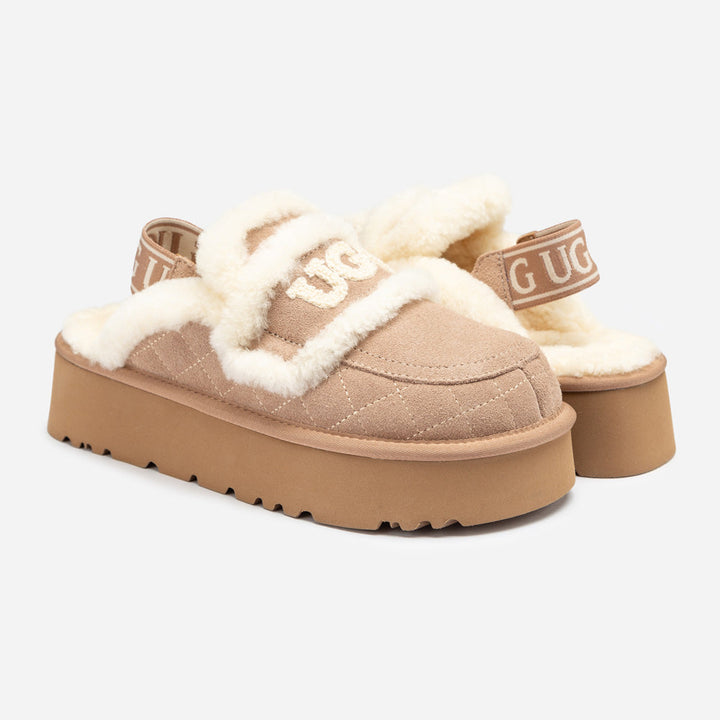OZWEAR UGG Violet Matelassé Shearling Platform Slipper (Detachable Feature)