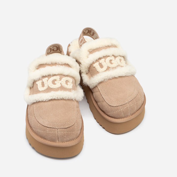 OZWEAR UGG Violet Matelassé Shearling Platform Slipper (Detachable Feature)