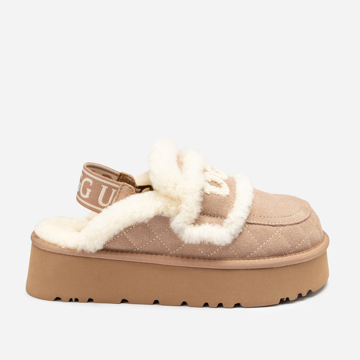 OZWEAR UGG Violet Matelassé Shearling Platform Slipper (Detachable Feature)