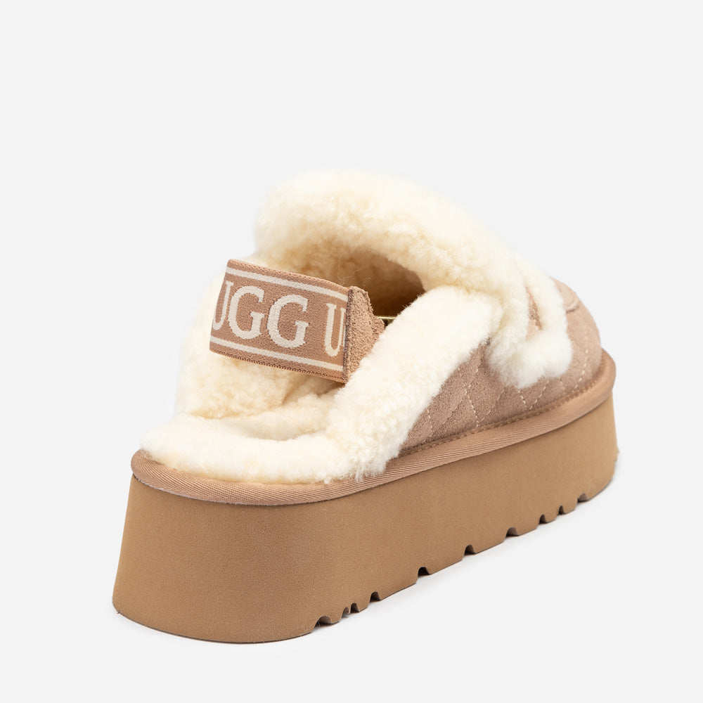 OZWEAR UGG Violet Matelassé Shearling Platform Slipper (Detachable Feature)