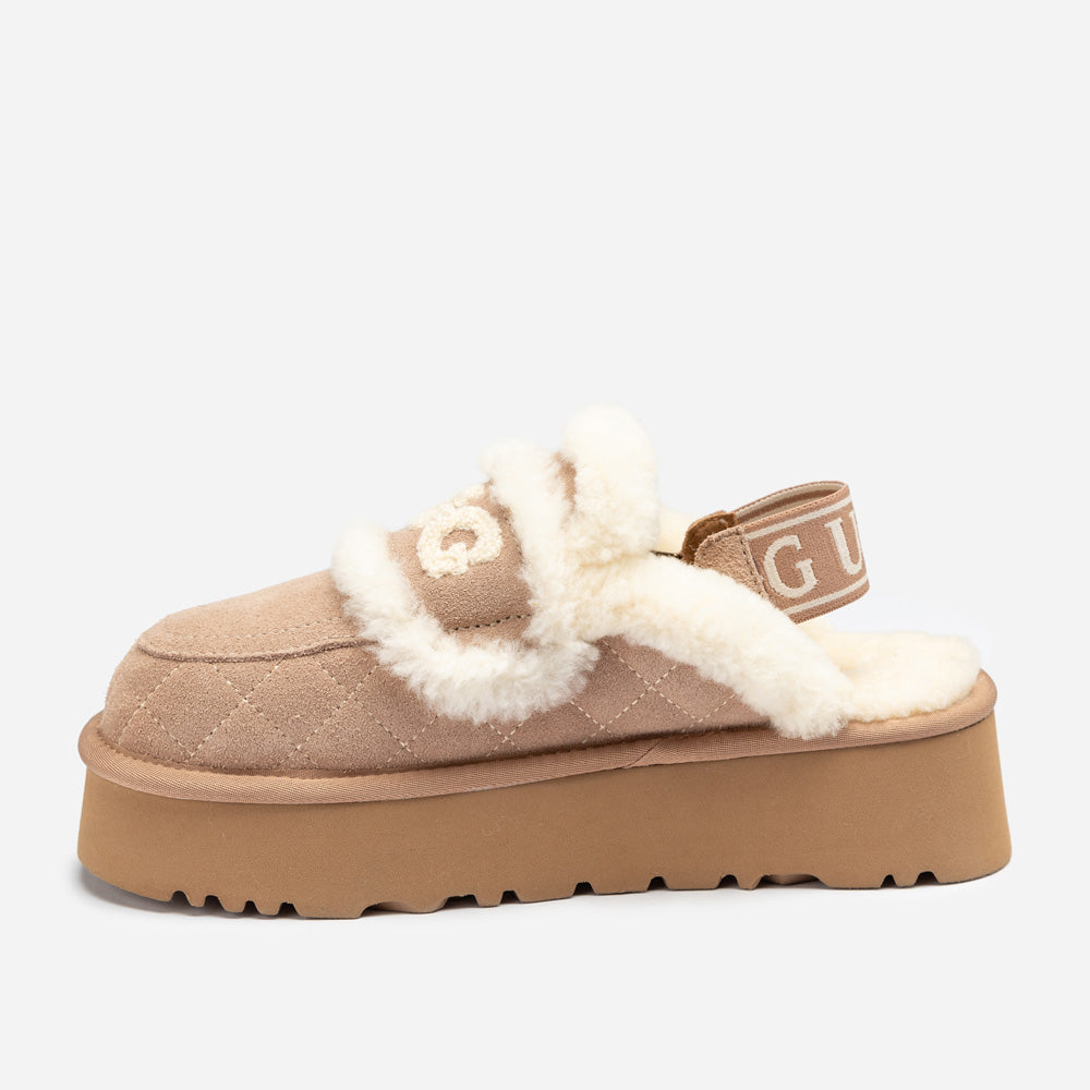 OZWEAR UGG Violet Matelassé Shearling Platform Slipper (Detachable Feature)